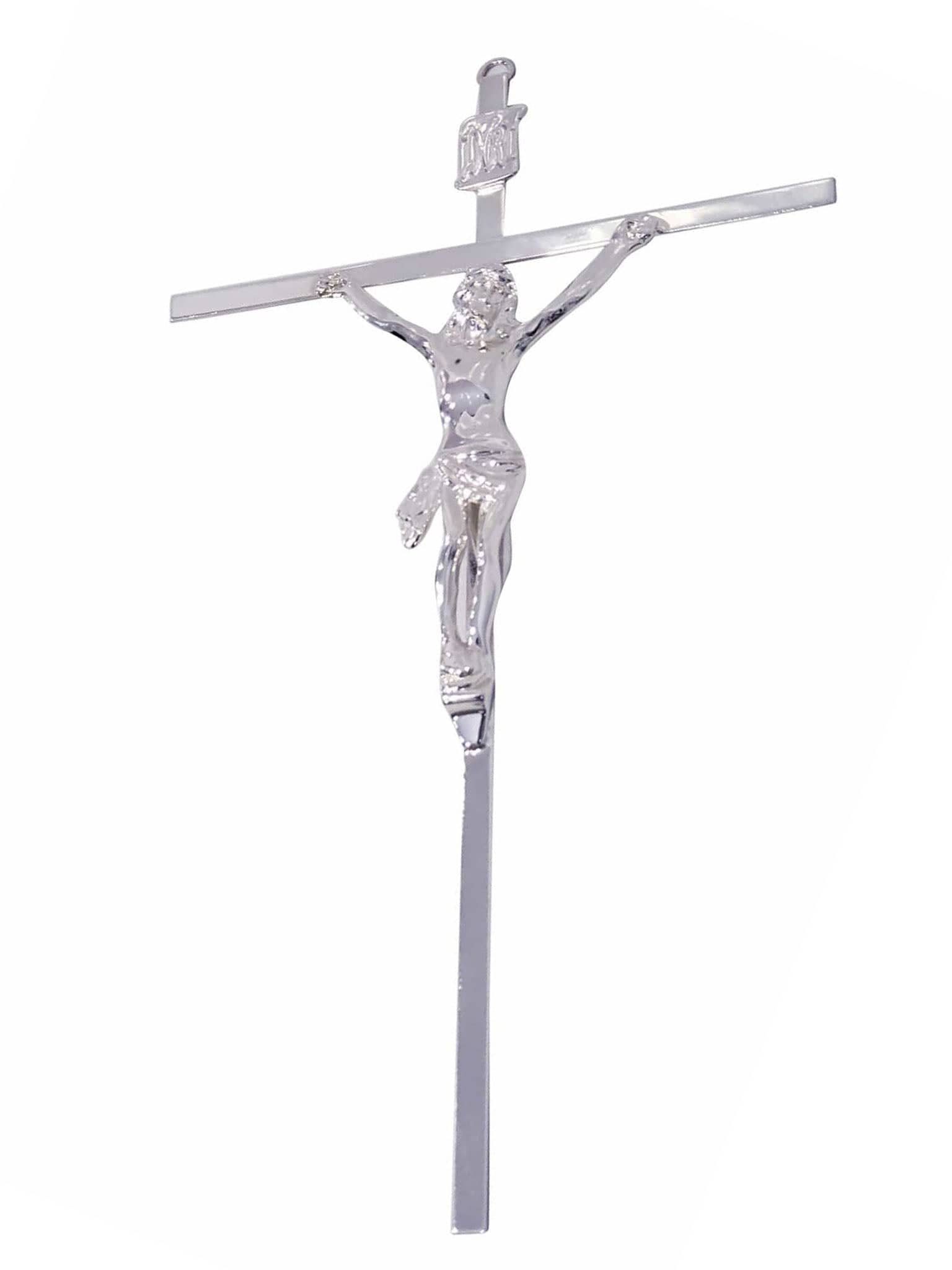 Crucifixo de Aço Galvanizado Prata 31 cm-TerraCotta Arte Sacra