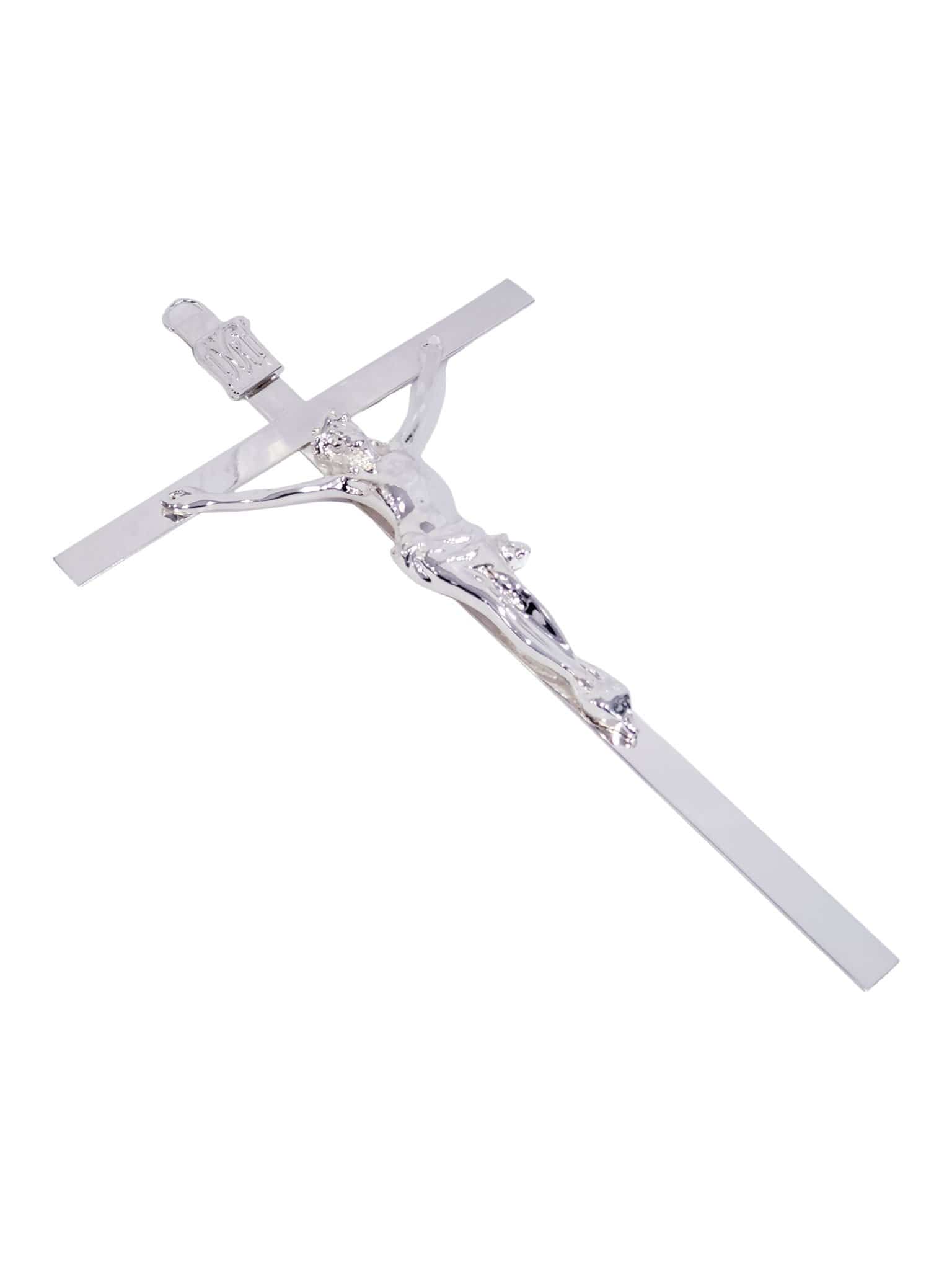 Crucifixo de Aço Galvanizado Prata 36 cm-TerraCotta Arte Sacra