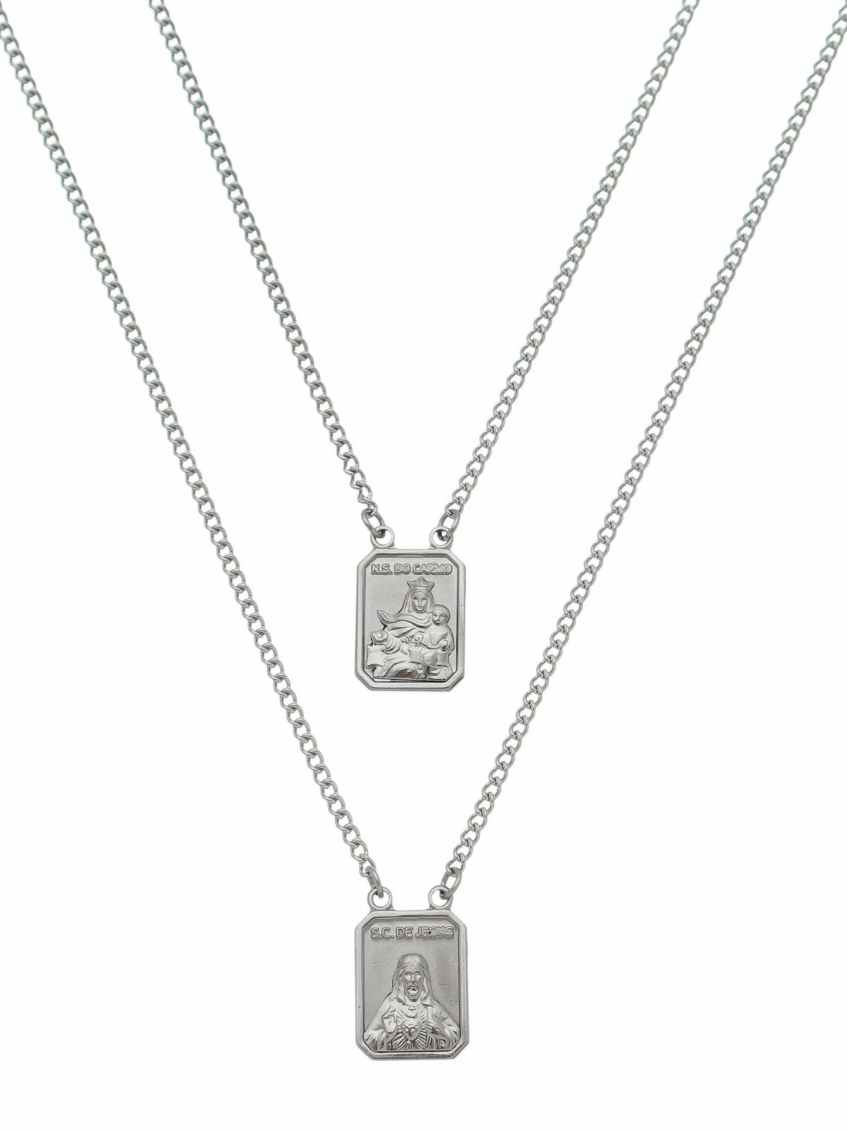 Escapulário Aço Inox com Prata-TerraCotta Arte Sacra