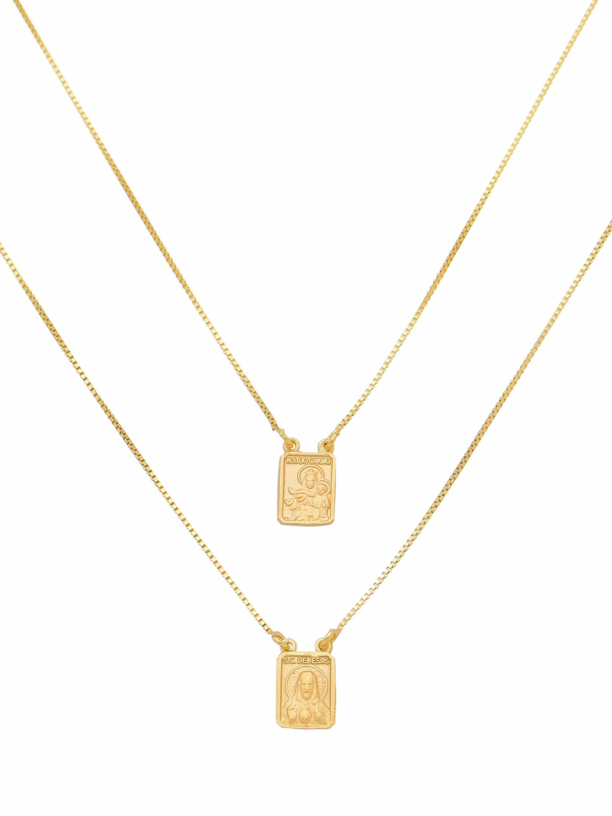 Escapulário Dupla Face Mini em Prata 925 com Banho de Ouro-TerraCotta Arte Sacra