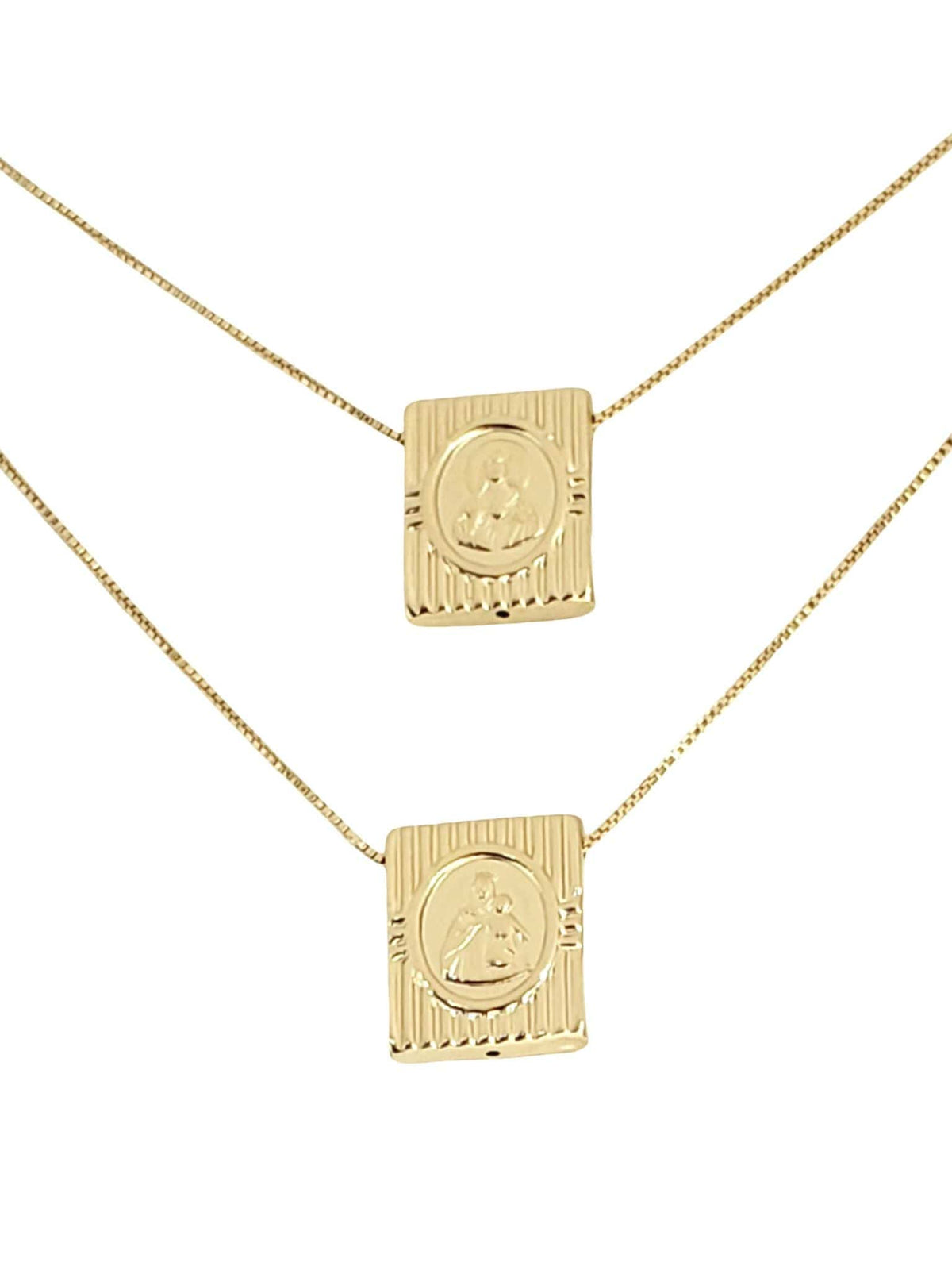 Escapulário Medalha Móvel de Prata 925 com Banho de Ouro Corrente Veneziana-TerraCotta Arte Sacra