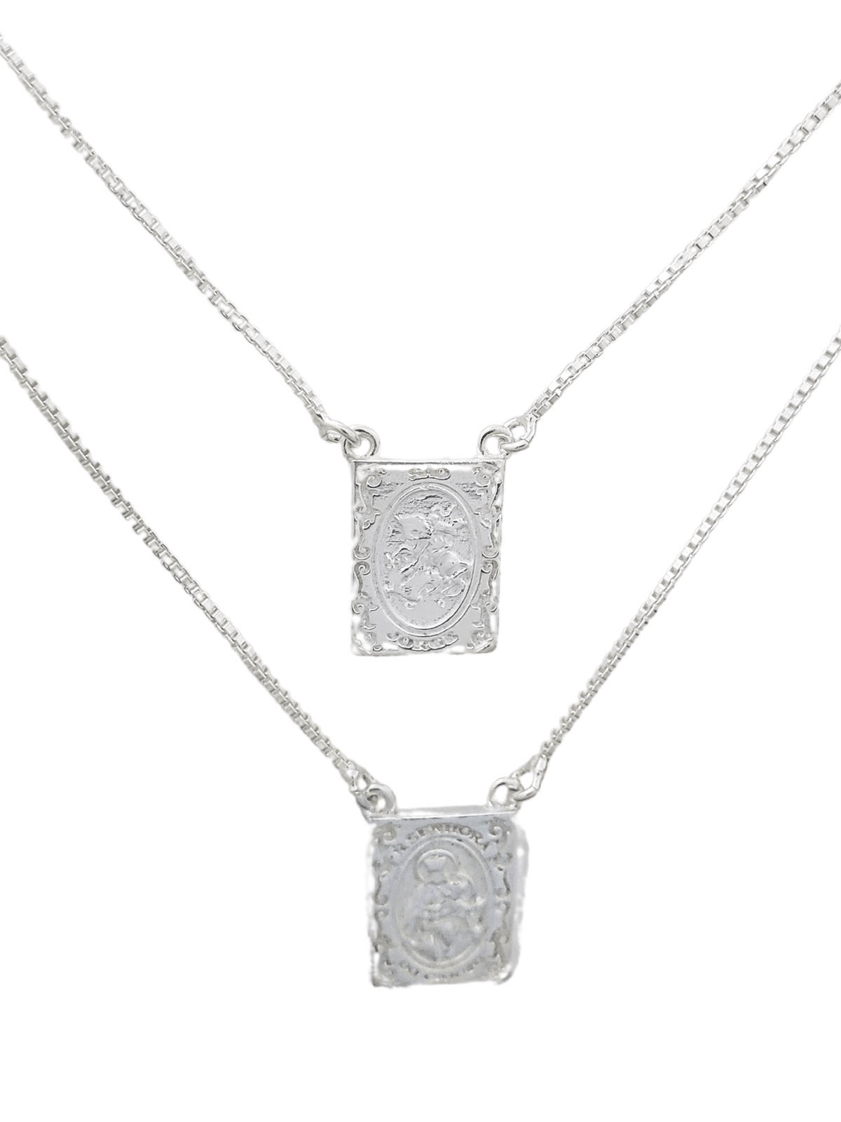 Escapulário Nossa Senhora do Carmo e São Jorge Prata de Lei 925-TerraCotta Arte Sacra