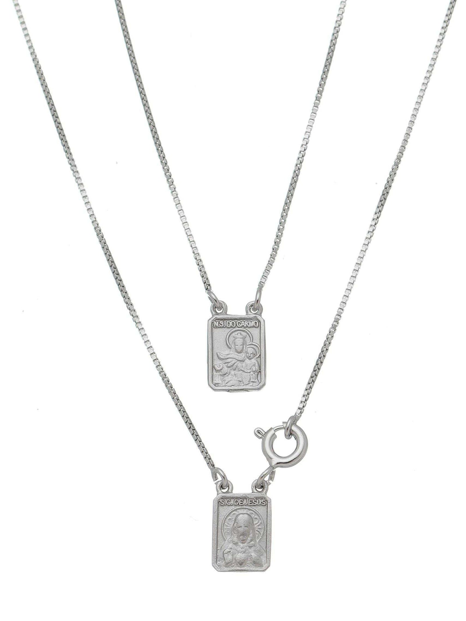 Escapulário Prata de Lei 925 Corrente Curta 40 cm-TerraCotta Arte Sacra