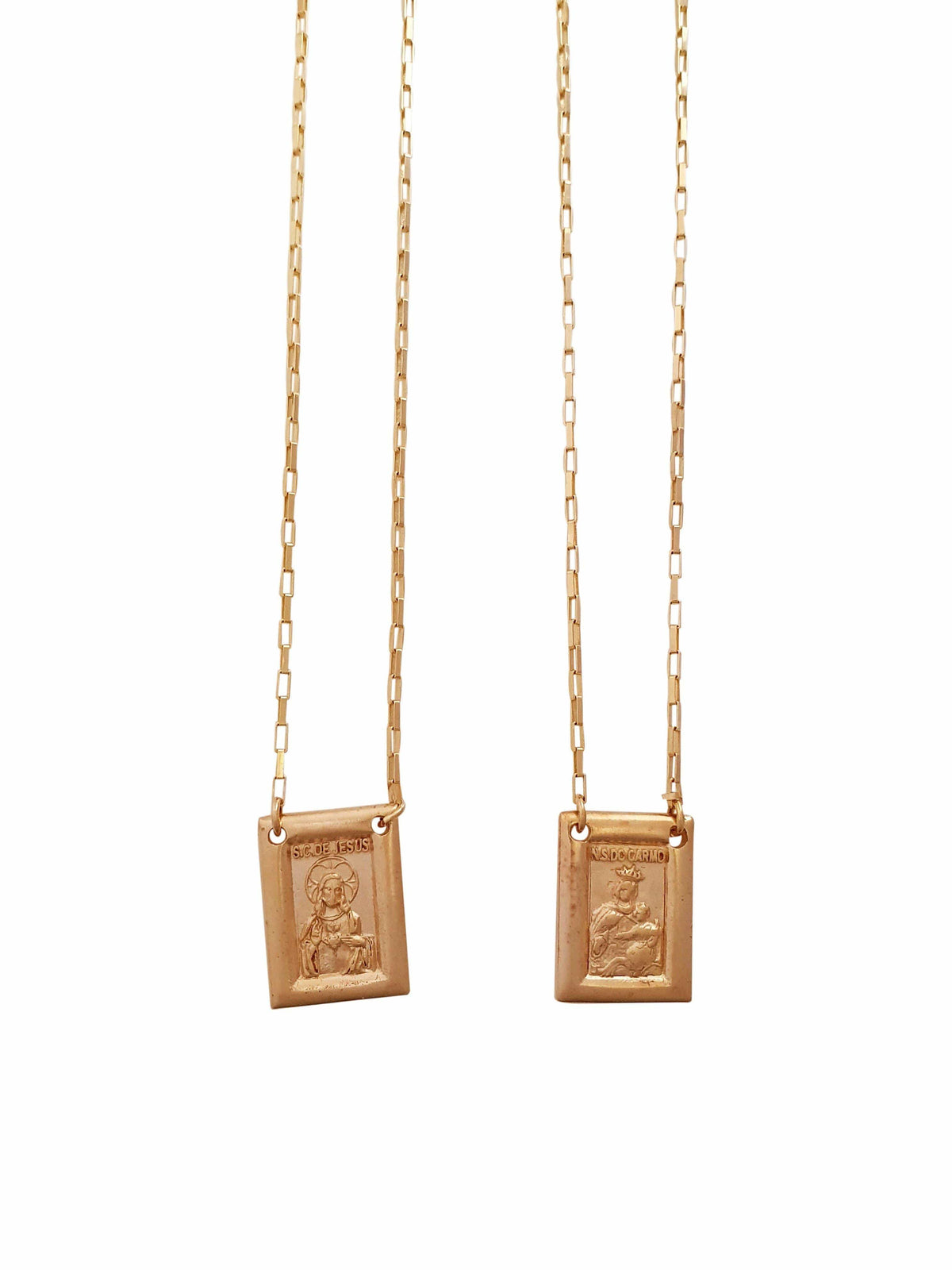 Escapulário com Oração no Verso em Prata 925 com Banho de Ouro-TerraCotta Arte Sacra