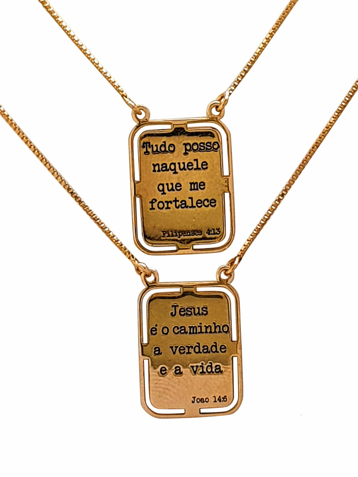 Escapulário com Salmo em Prata 925 com Banho de Ouro 60 cm-TerraCotta Arte Sacra