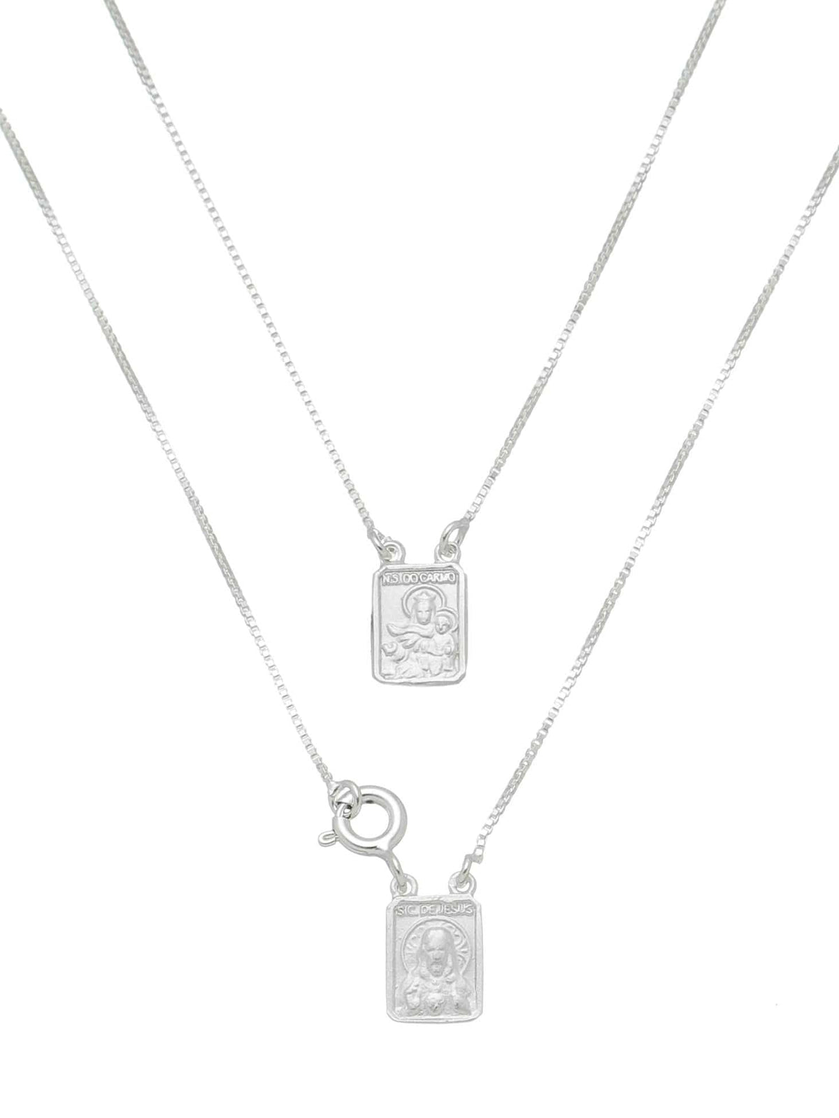 Escapulário de Prata 925 com Corrente Curta 45 cm e Medalha Pequena 9 x 7 mm-TerraCotta Arte Sacra