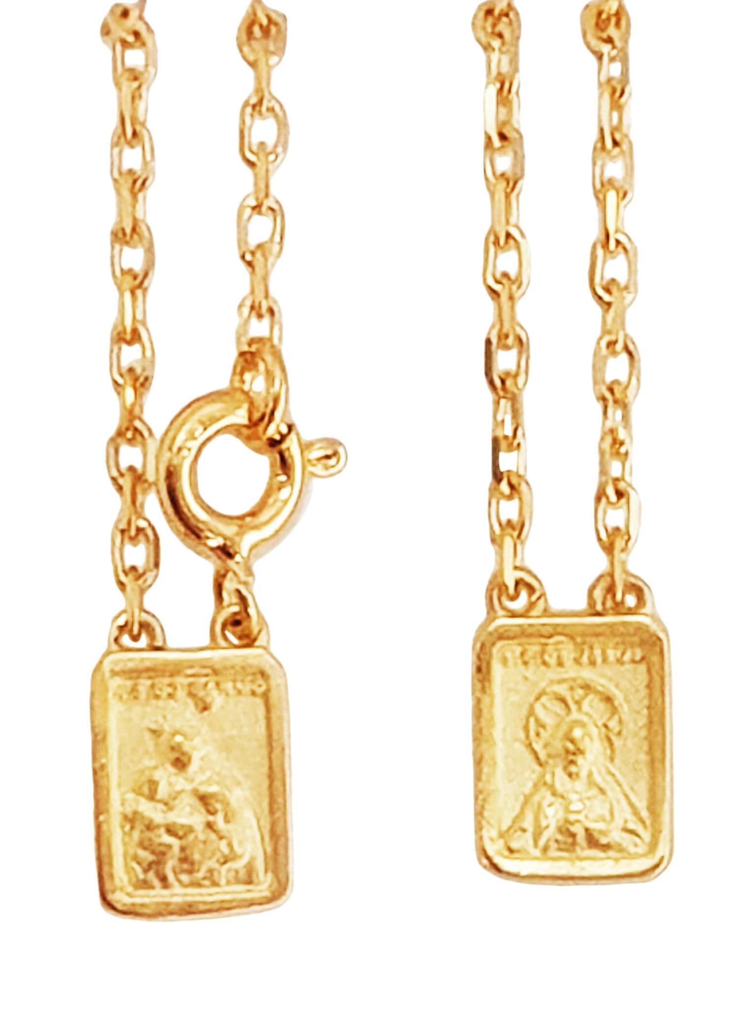 Escapulário de Prata de Lei 925 com Banho de Ouro Mini Cadeada-TerraCotta Arte Sacra