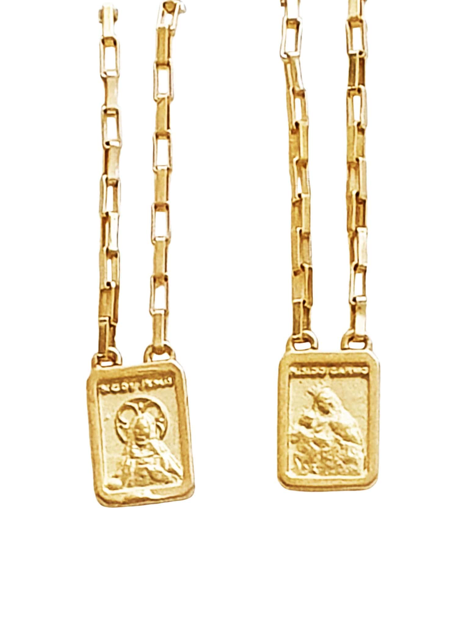 Escapulário de Prata de Lei 925 com Banho de Ouro Mini Cartier-TerraCotta Arte Sacra