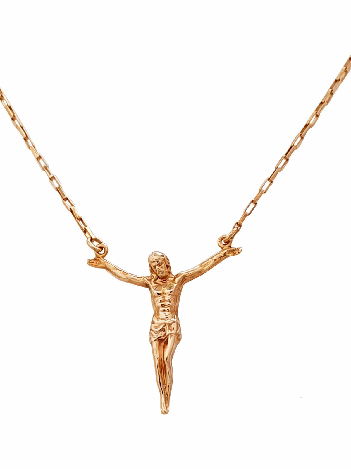 Gargantilha Cristo Braços Abertos em Prata 925 com Banho de Ouro-TerraCotta Arte Sacra