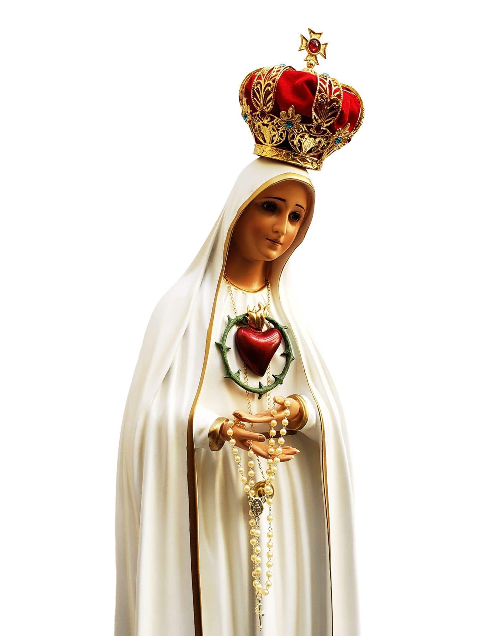 Imaculado Coração de Fátima com Olhos de Vidro de Pó de Mármore 75 cm-TerraCotta Arte Sacra