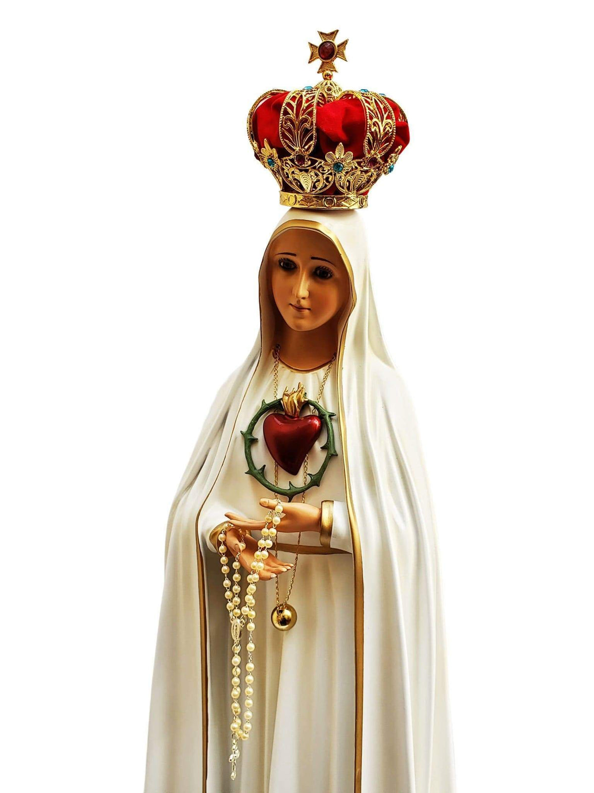 Imaculado Coração de Fátima com Olhos de Vidro de Pó de Mármore 75 cm-TerraCotta Arte Sacra