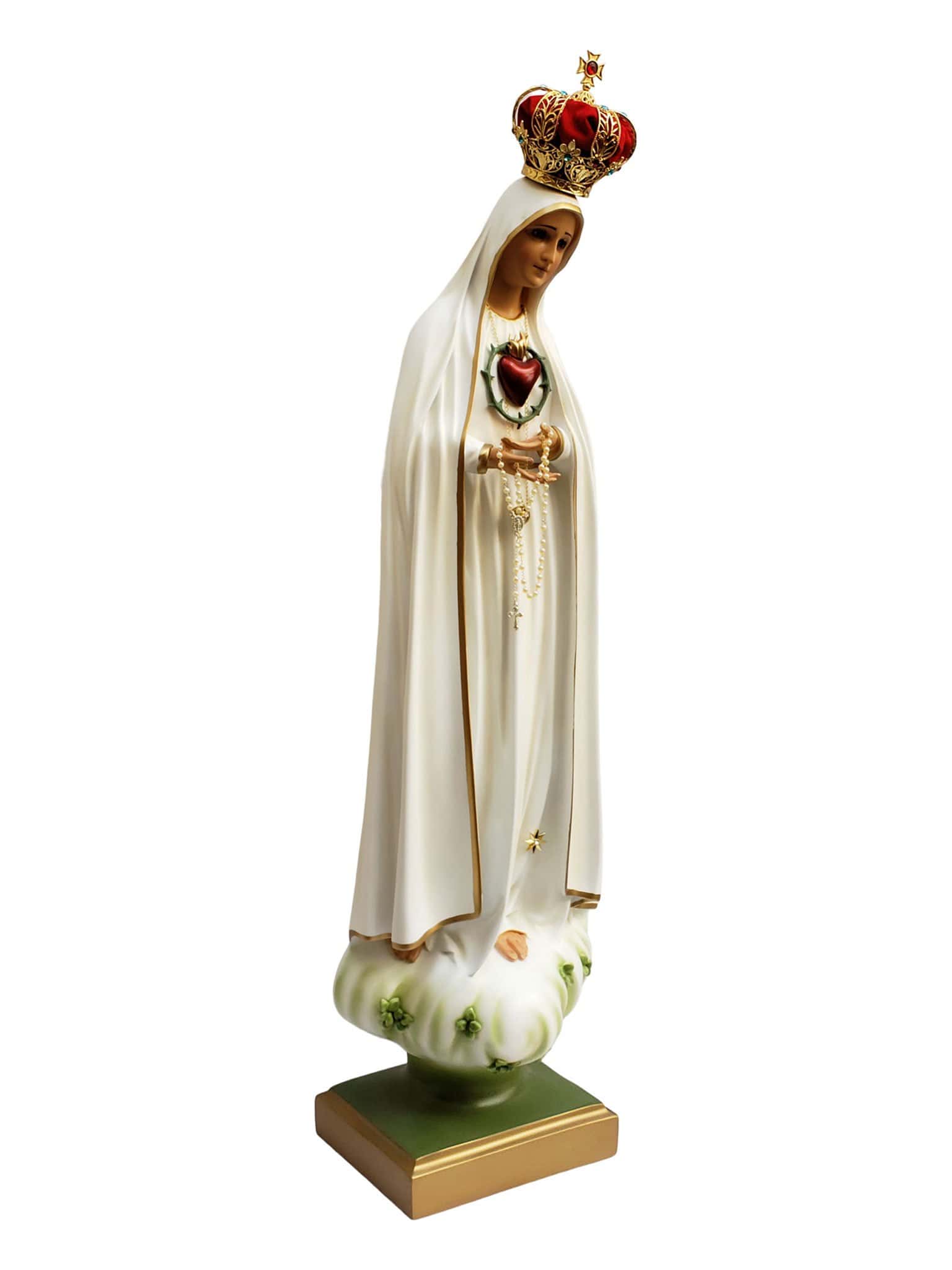 Imaculado Coração de Fátima com Olhos de Vidro de Pó de Mármore 75 cm-TerraCotta Arte Sacra