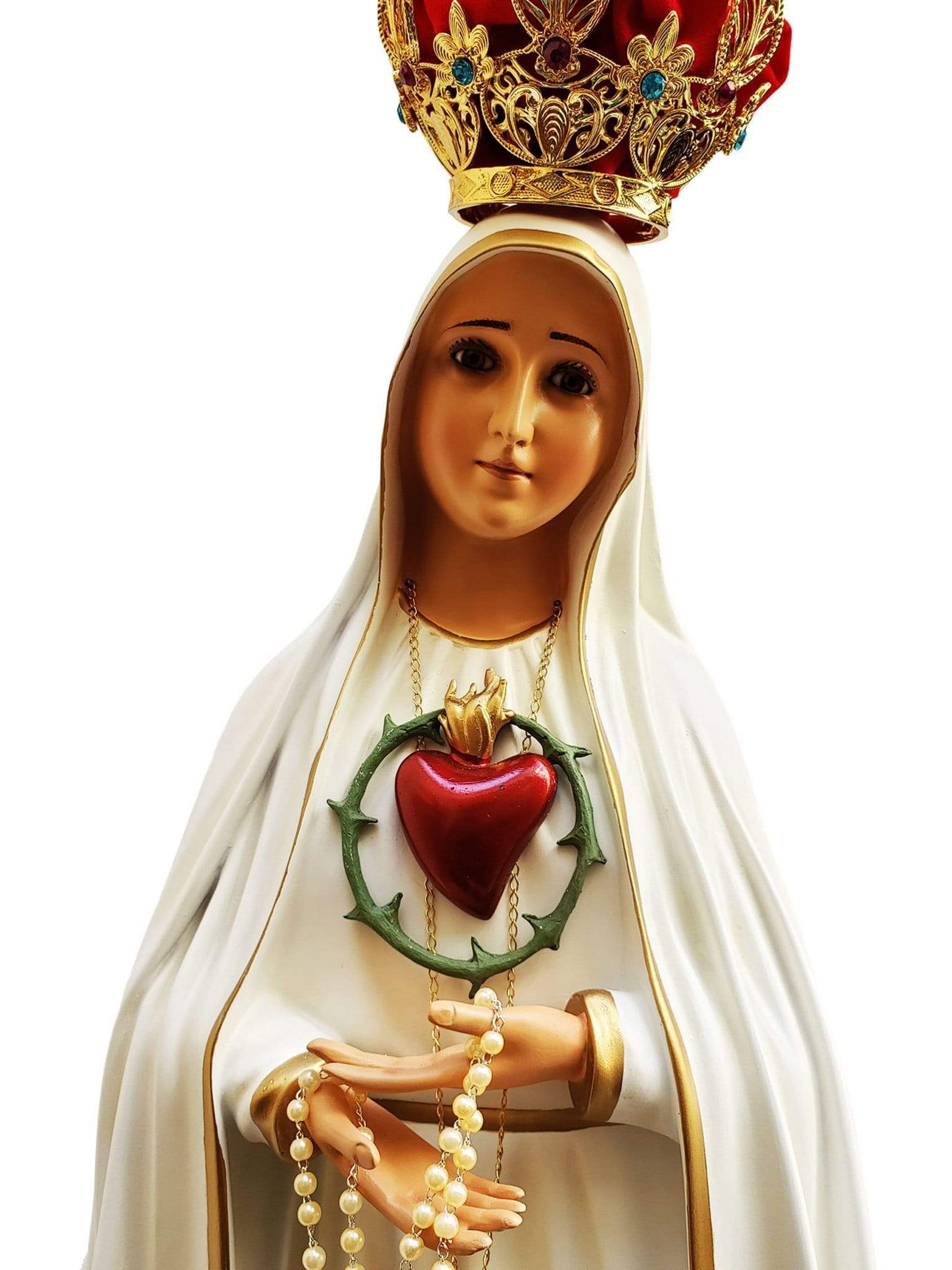 Imaculado Coração de Fátima com Olhos de Vidro de Pó de Mármore 75 cm-TerraCotta Arte Sacra