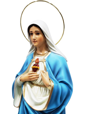 Imaculado Coração de Maria de Pó de Mármore com Olhos de Vidro 65 cm-TerraCotta Arte Sacra