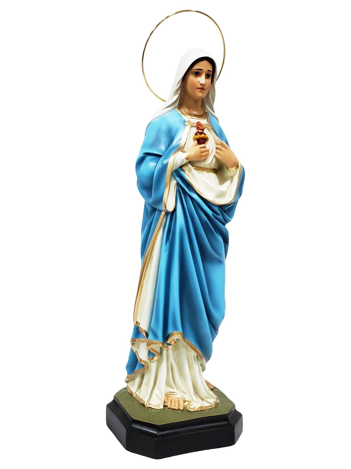 Imaculado Coração de Maria de Pó de Mármore com Olhos de Vidro 65 cm-TerraCotta Arte Sacra