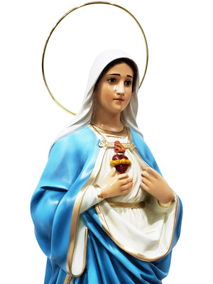 Imaculado Coração de Maria de Pó de Mármore com Olhos de Vidro 65 cm-TerraCotta Arte Sacra