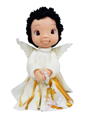 Imagem Infantil do Anjo da Guarda Branco em Biscuit 13 cm-TerraCotta Arte Sacra