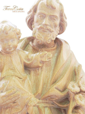 Imagem Italiana de São José em Madeira Natural 20 cm-TerraCotta Arte Sacra