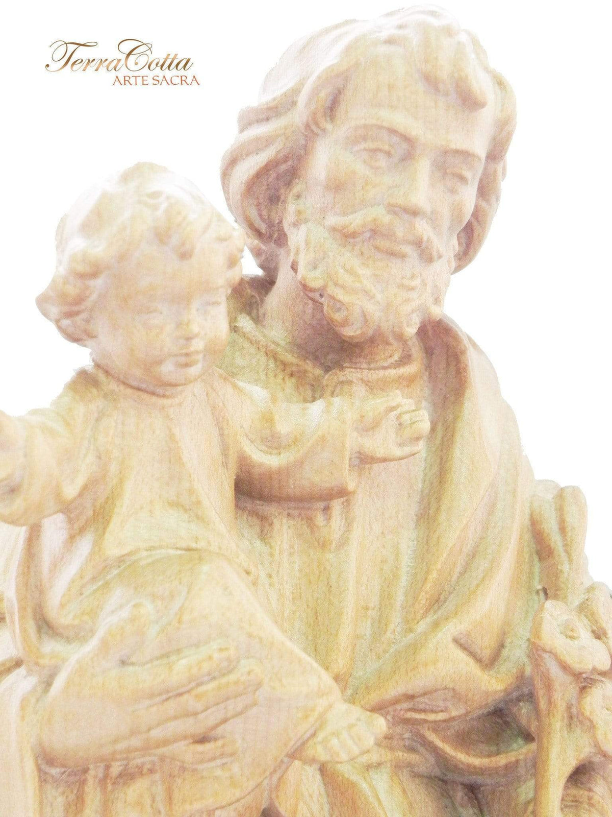 Imagem Italiana de São José em Madeira Natural 20 cm-TerraCotta Arte Sacra