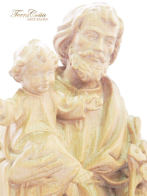 Imagem Italiana de São José em Madeira Natural 20 cm-TerraCotta Arte Sacra