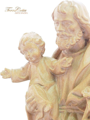 Imagem Italiana de São José em Madeira Natural 20 cm-TerraCotta Arte Sacra