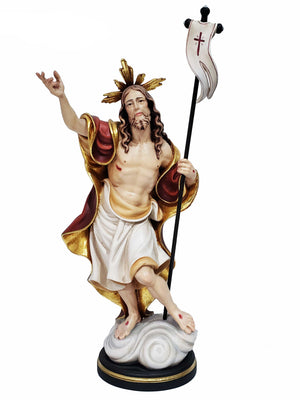 Imagem Jesus Ressuscitado de Madeira Italiana 32 cm-TerraCotta Arte Sacra