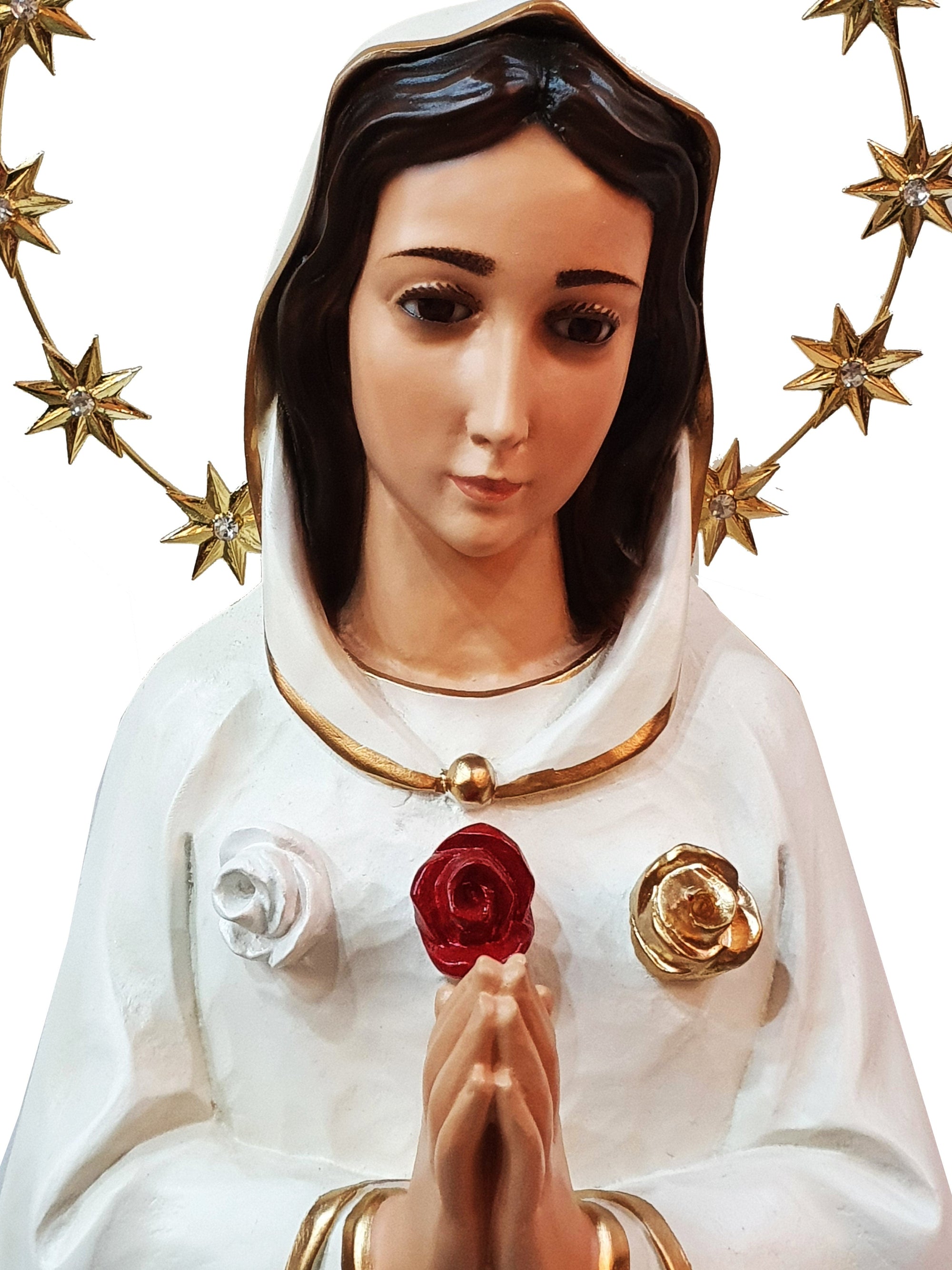 Imagem Nossa Senhora da Rosa Mística em Pó de Mármore Colorida 65 cm-TerraCotta Arte Sacra