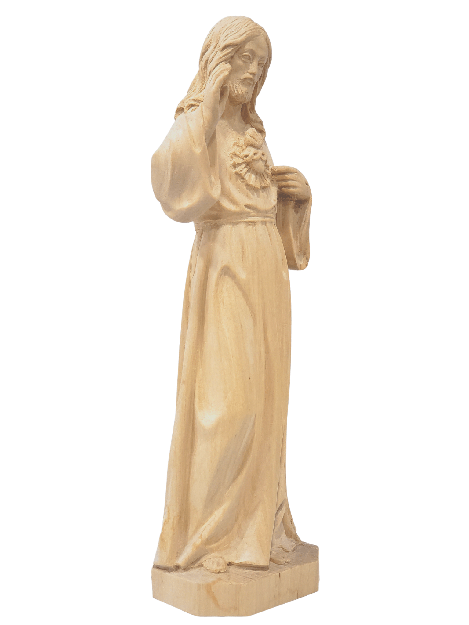 Imagem Sagrado Coração de Jesus 30 cm de Madeira Natural-TerraCotta Arte Sacra