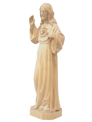 Imagem Sagrado Coração de Jesus 30 cm de Madeira Natural-TerraCotta Arte Sacra