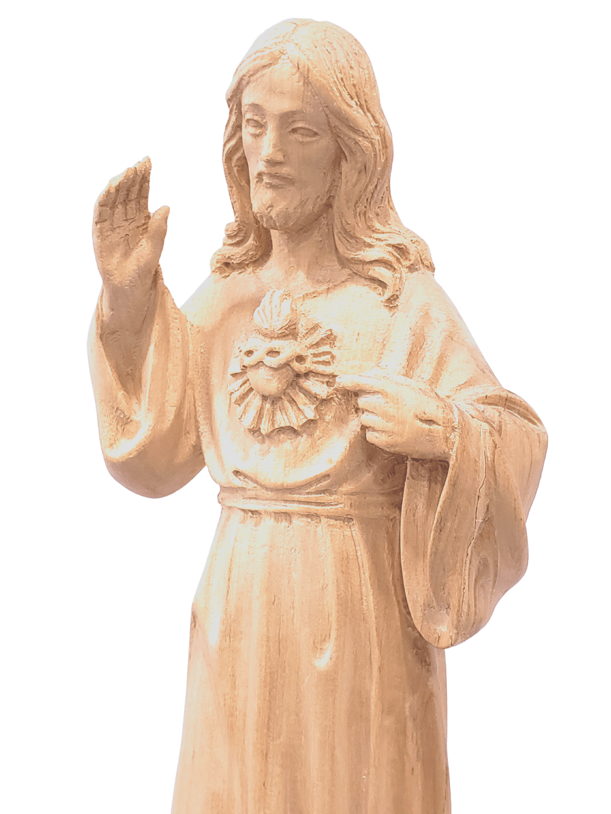 Imagem Sagrado Coração de Jesus 30 cm de Madeira Natural-TerraCotta Arte Sacra
