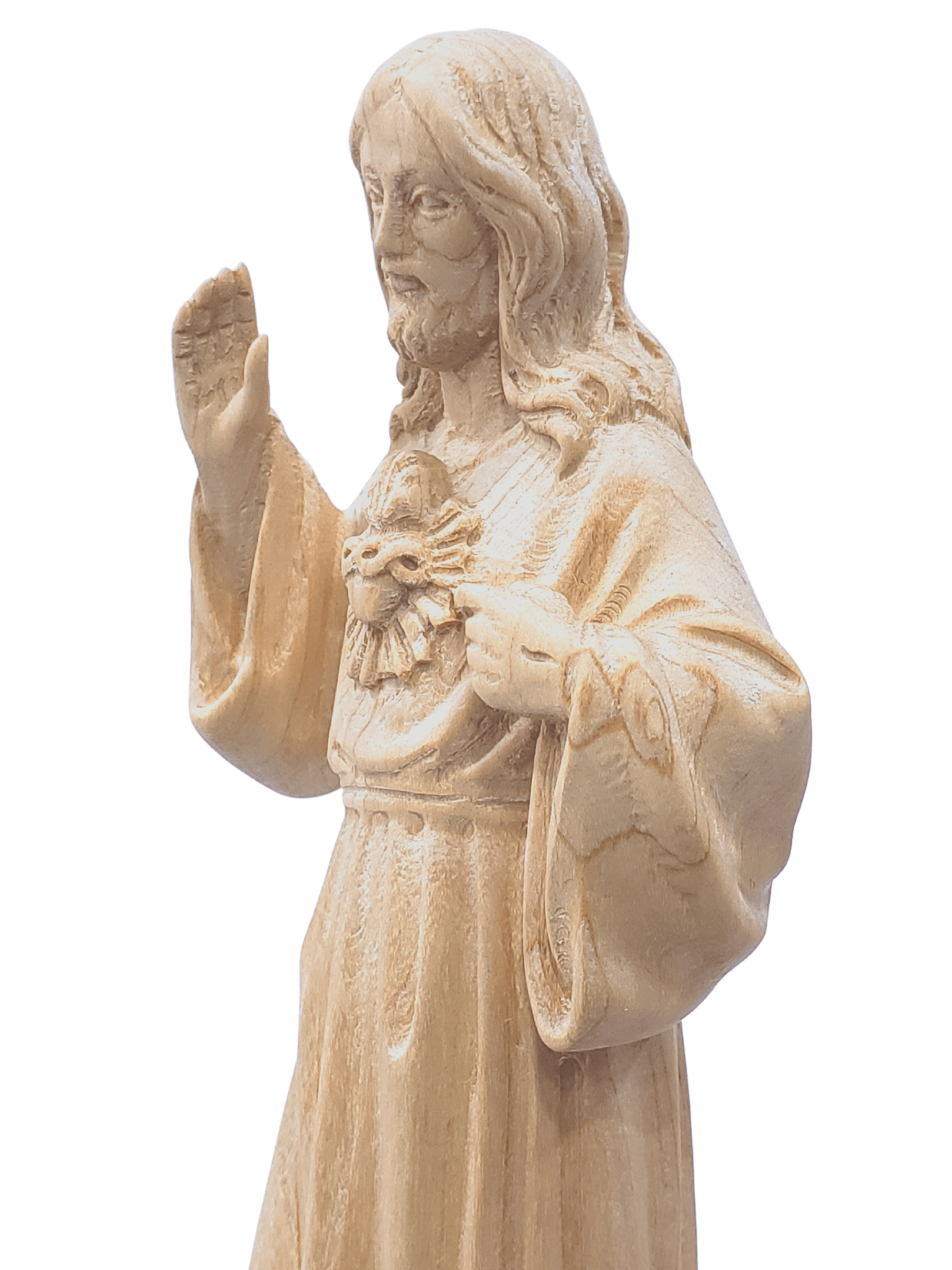 Imagem Sagrado Coração de Jesus de Madeira Natural 20 cm-TerraCotta Arte Sacra