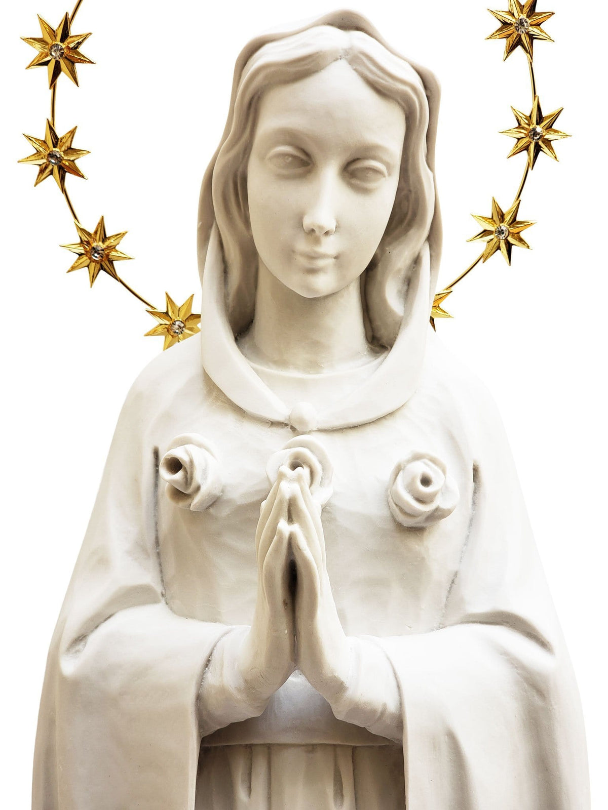 Imagem da Nossa Senhora da Rosa Mística 67 cm em Pó de Mármore-TerraCotta Arte Sacra