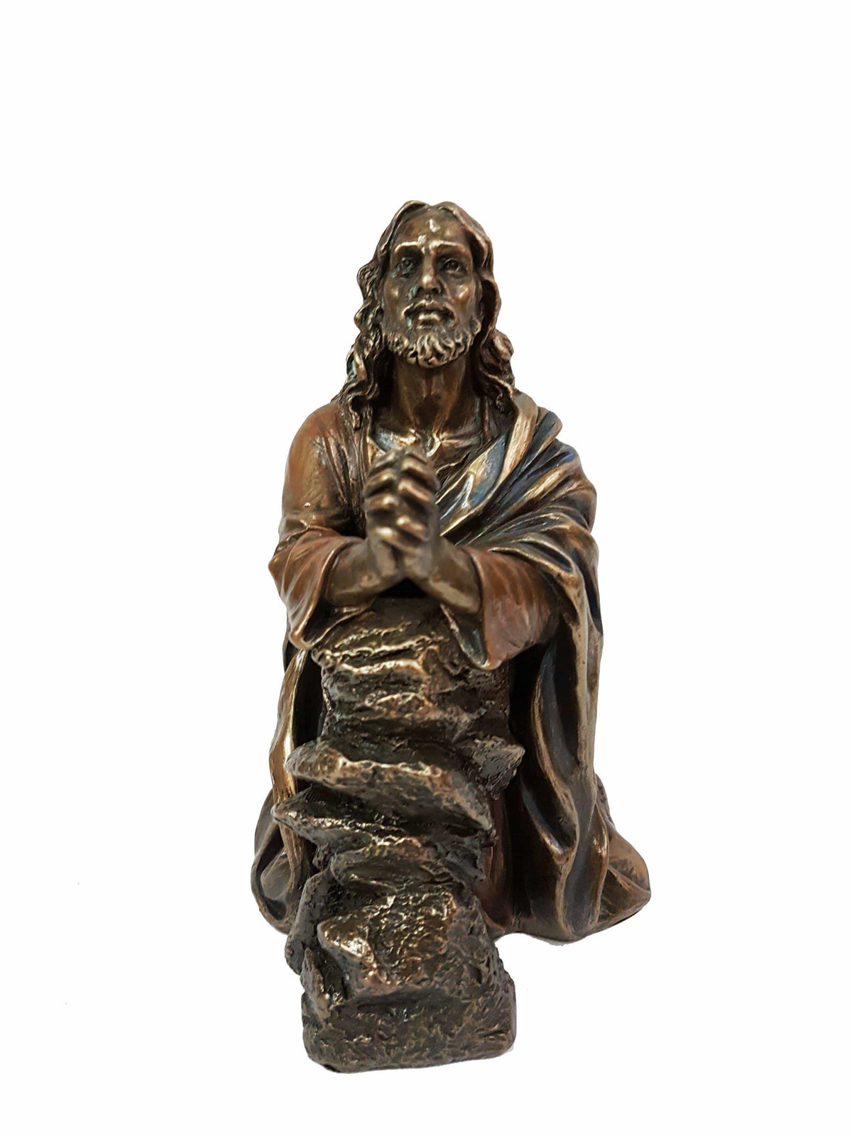 Imagem de Jesus Orando em Pó de Mármore com Acabamento em Bronze 18,5 cm-TerraCotta Arte Sacra