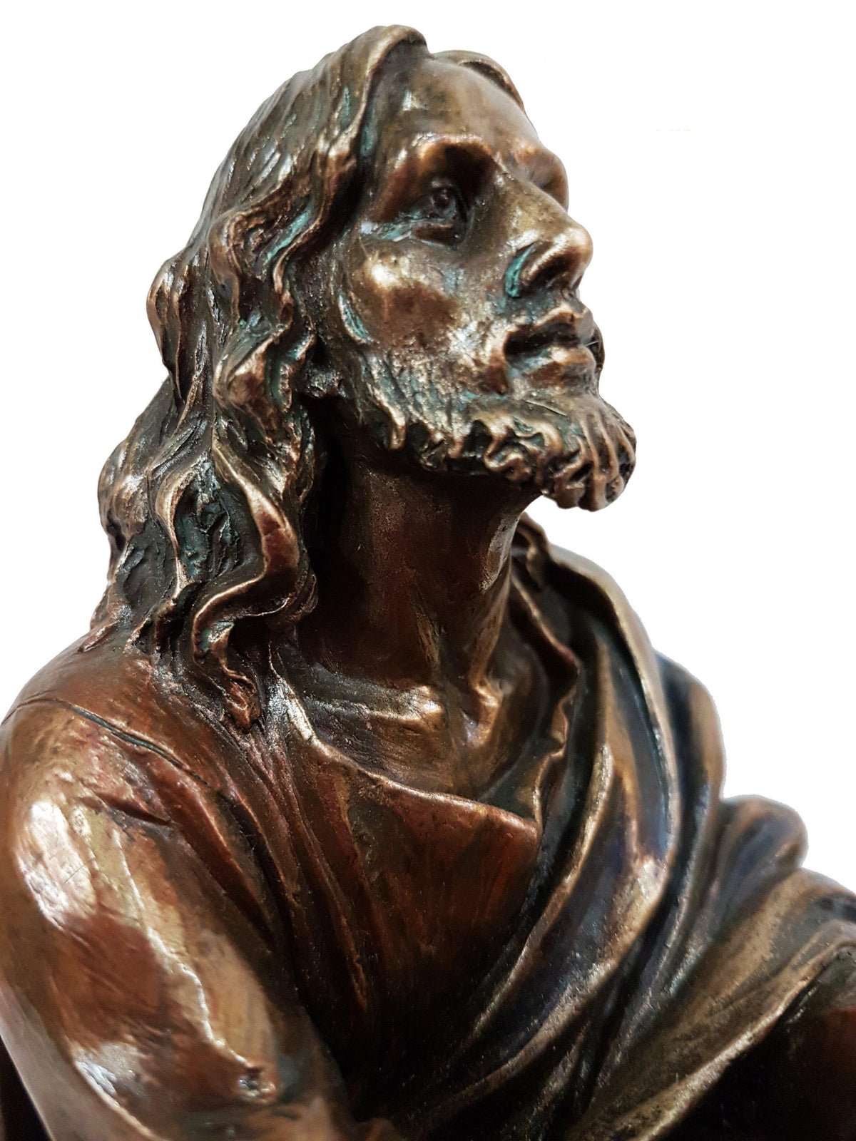 Imagem de Jesus Orando em Pó de Mármore com Acabamento em Bronze 18,5 cm-TerraCotta Arte Sacra