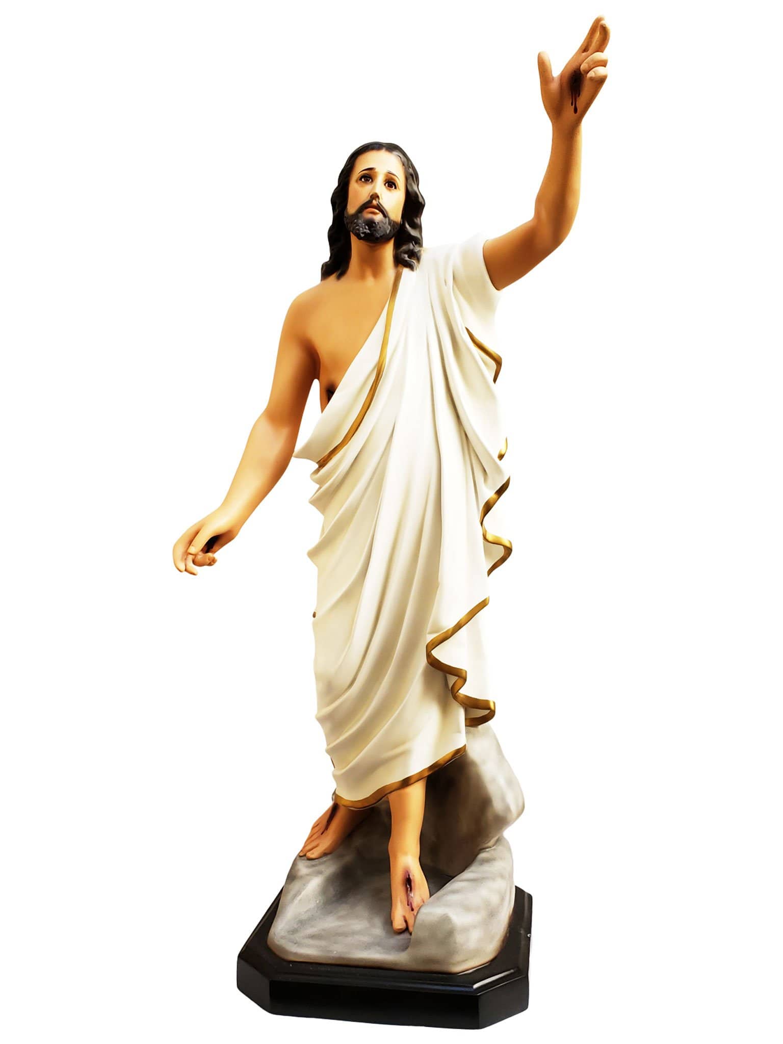 Imagem de Jesus Ressuscitado de Pó de Mármore com Olhos de Vidro 1,05 m-TerraCotta Arte Sacra
