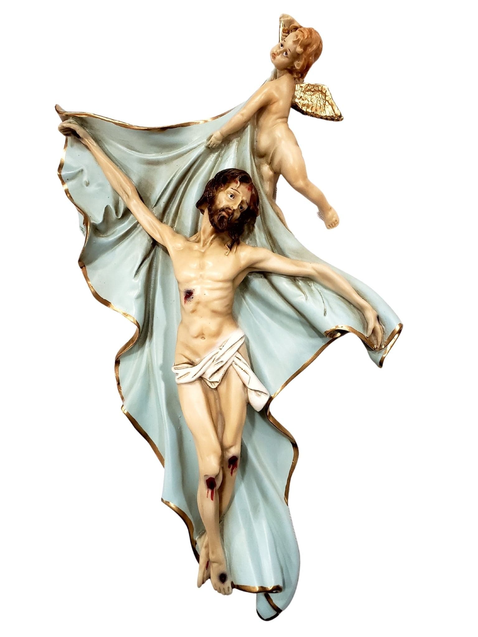 Imagem de Jesus com Anjo Barroca de Portugal 39 cm-TerraCotta Arte Sacra
