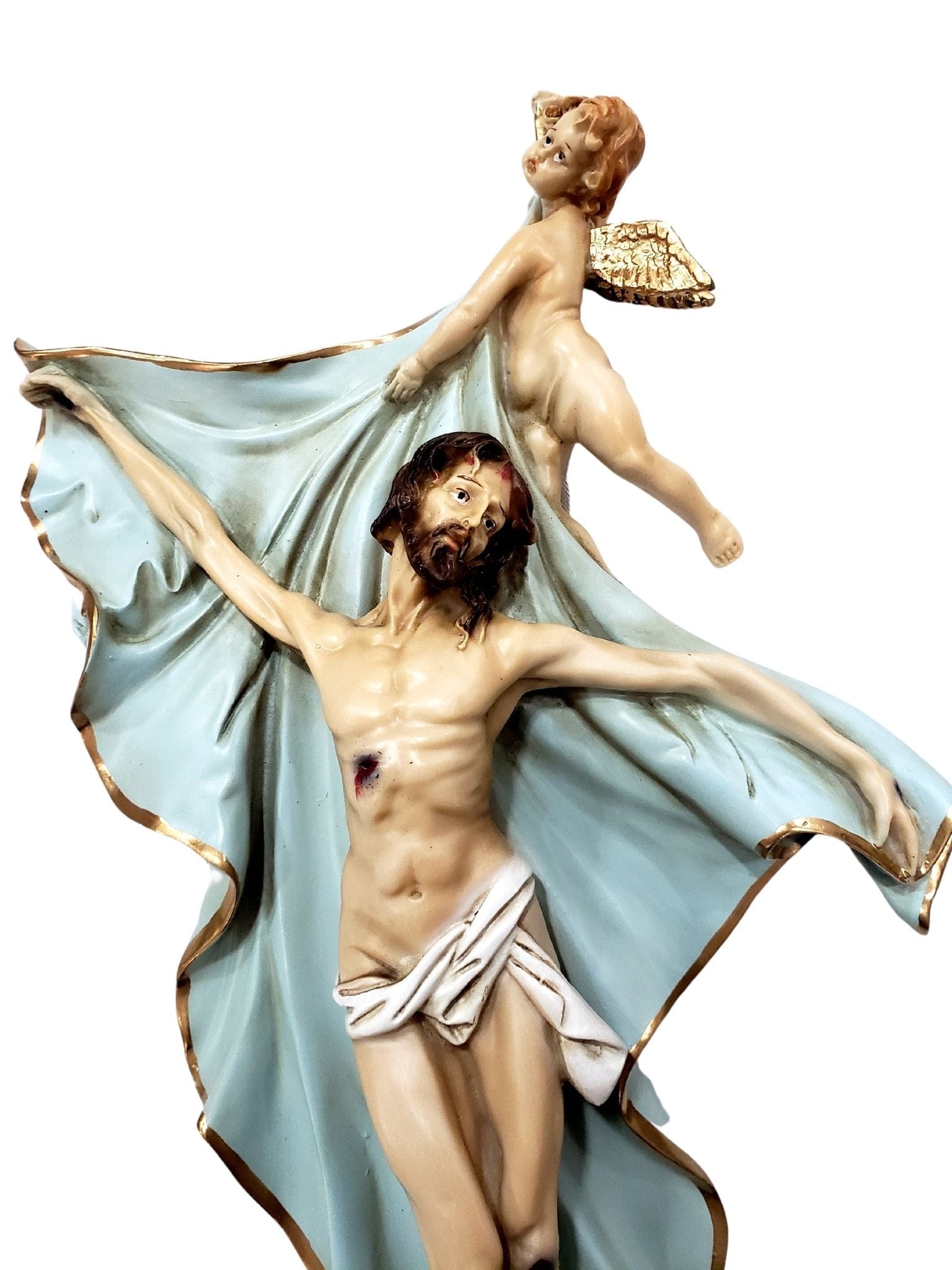 Imagem de Jesus com Anjo Barroca de Portugal 39 cm-TerraCotta Arte Sacra