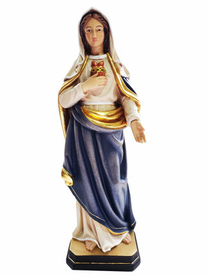 Imagem de Madeira Italiana Imaculado Coração de Maria 39 cm-TerraCotta Arte Sacra
