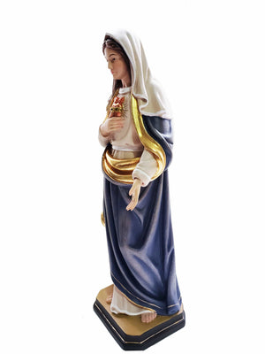 Imagem de Madeira Italiana Imaculado Coração de Maria 39 cm-TerraCotta Arte Sacra