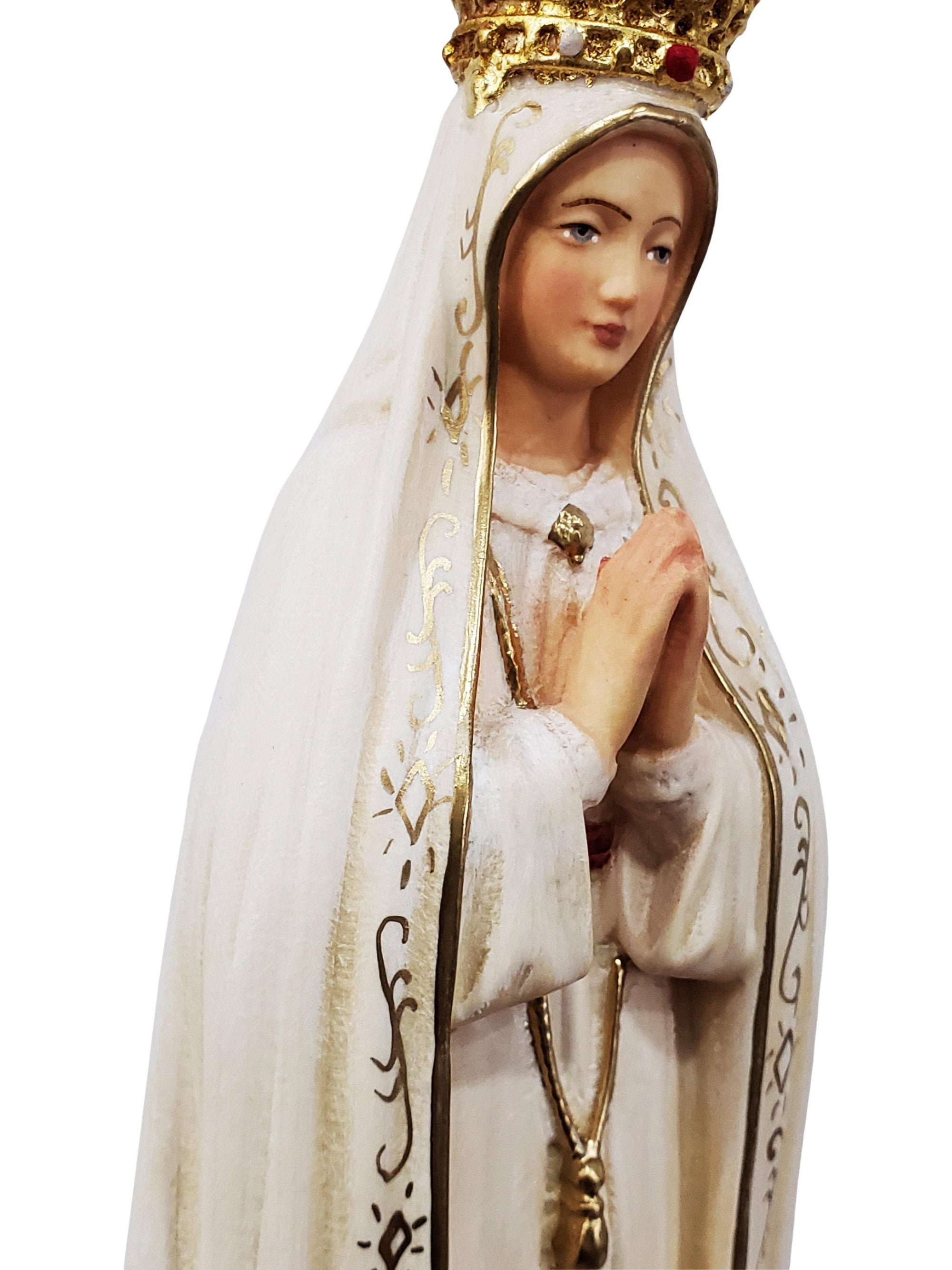 Imagem de Madeira Italiana Nossa Senhora de Fátima 34 cm-TerraCotta Arte Sacra