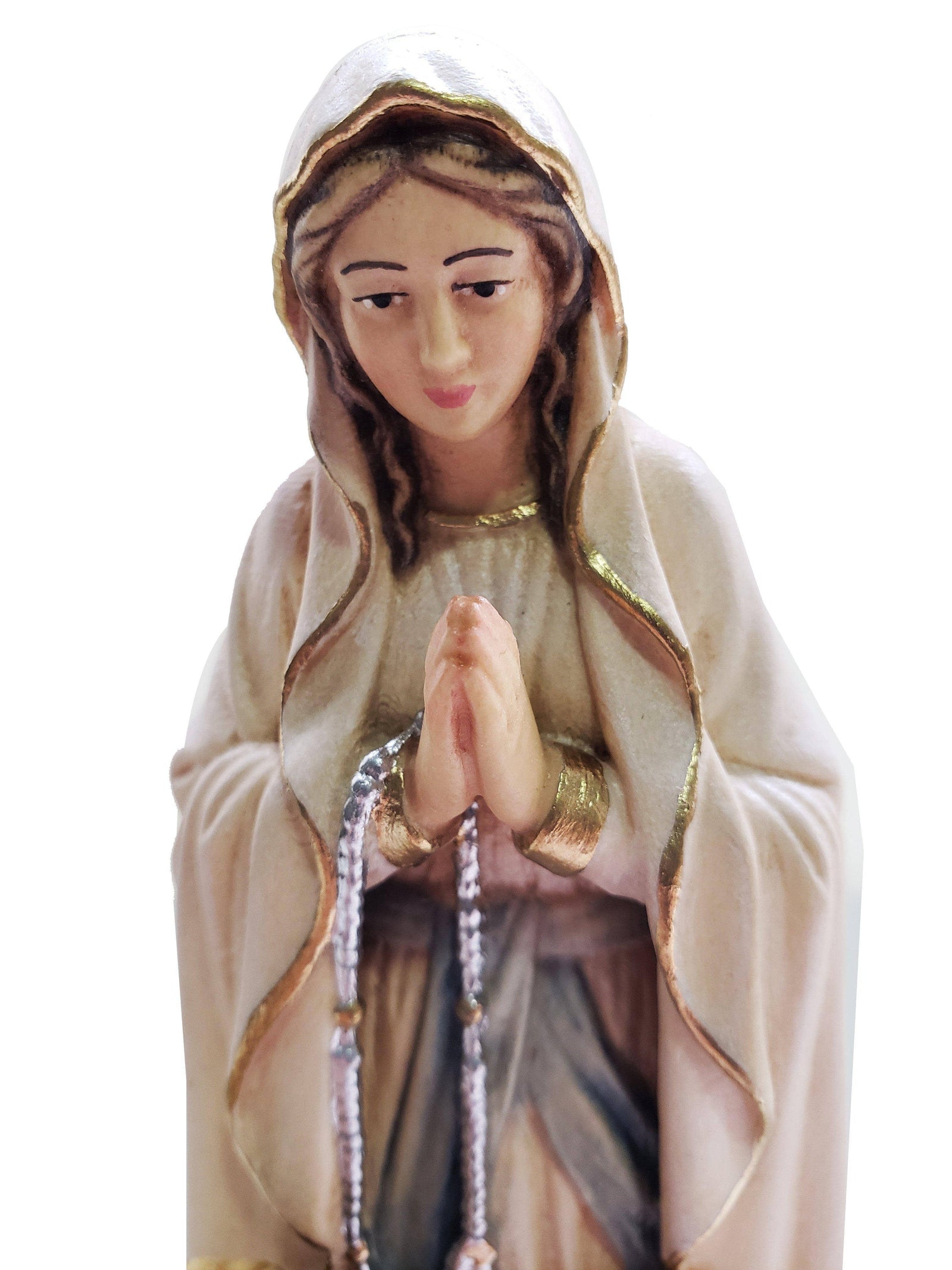 Imagem de Madeira Italiana Nossa Senhora de Lourdes com Bernadete 15 cm-TerraCotta Arte Sacra