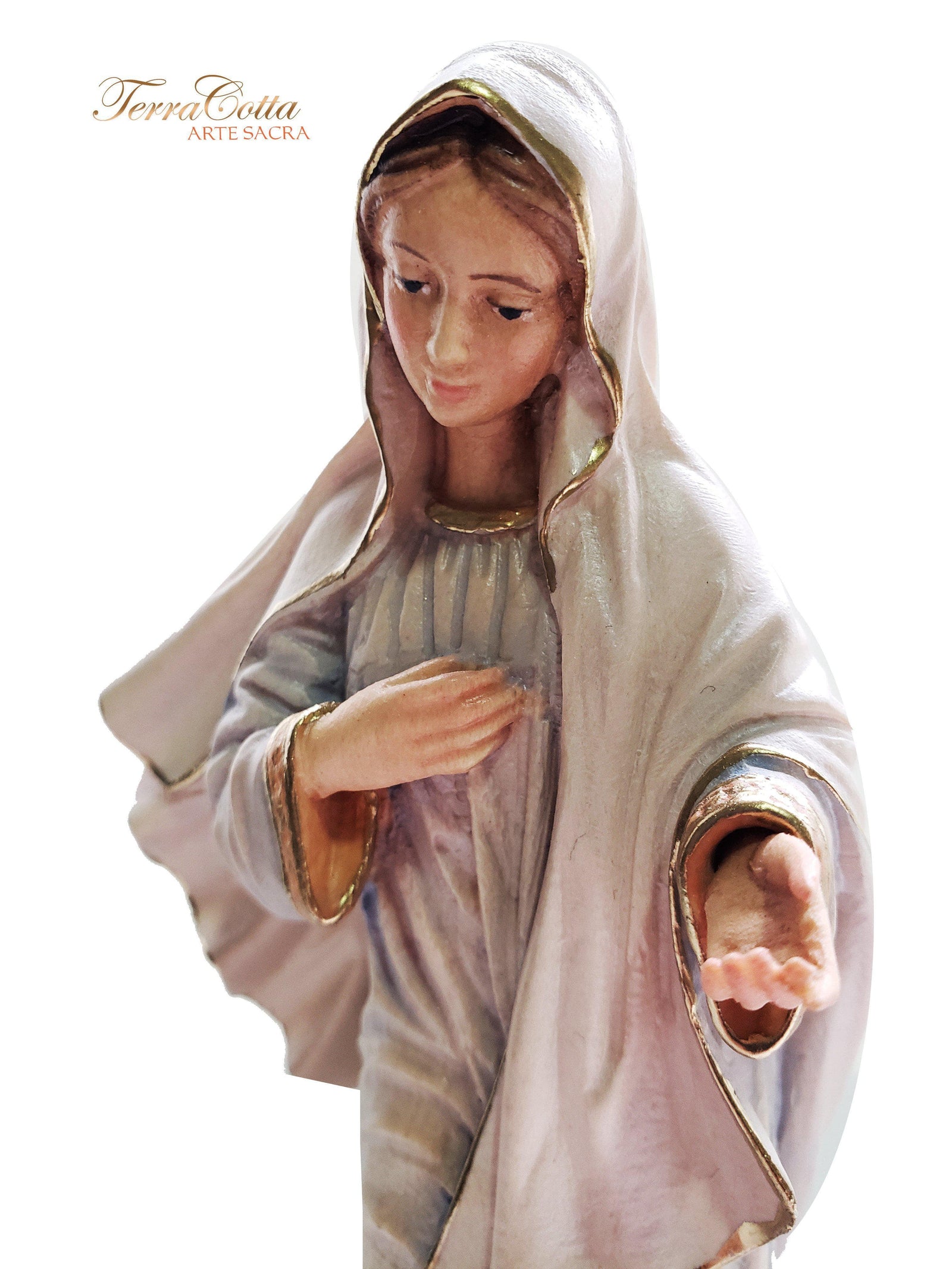 Imagem de Madeira Italiana Nossa Senhora de Medjugorie 15 cm-TerraCotta Arte Sacra