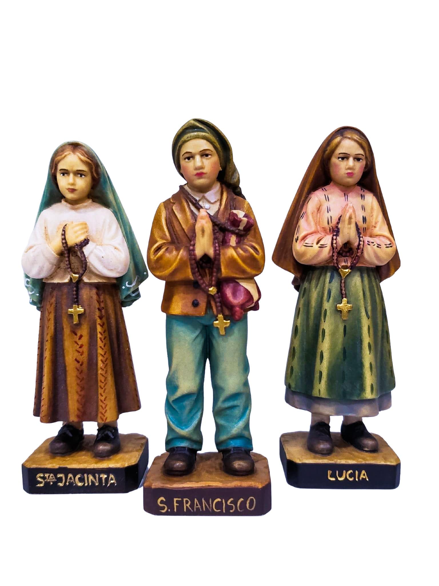 Imagem de Madeira Italiana Os 3 Pastorinhos 12 cm-TerraCotta Arte Sacra