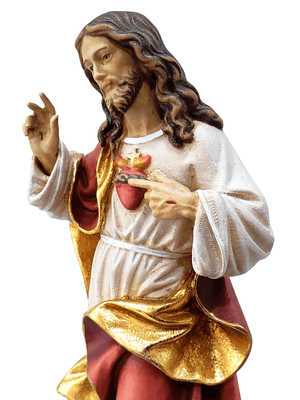 Imagem de Madeira Italiana Sagrado Coração de Jesus 20 cm-TerraCotta Arte Sacra