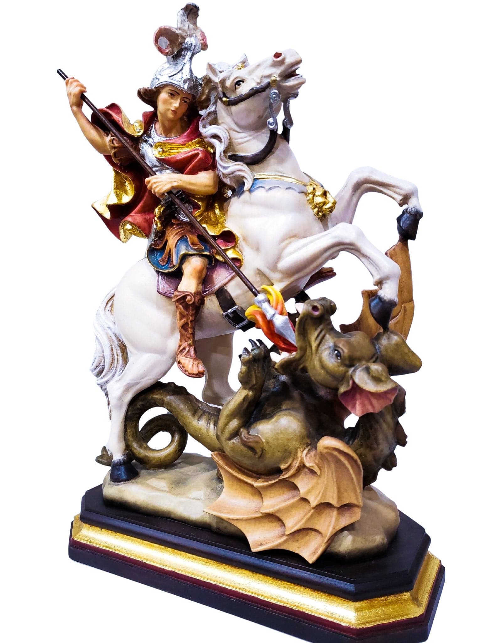 Imagem de Madeira Italiana de São Jorge Colorido 33 cm-TerraCotta Arte Sacra
