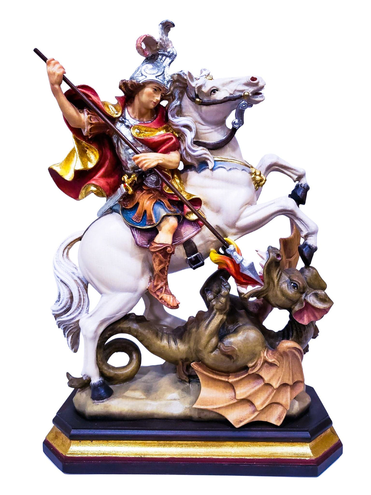 Imagem de Madeira Italiana de São Jorge Colorido 33 cm-TerraCotta Arte Sacra