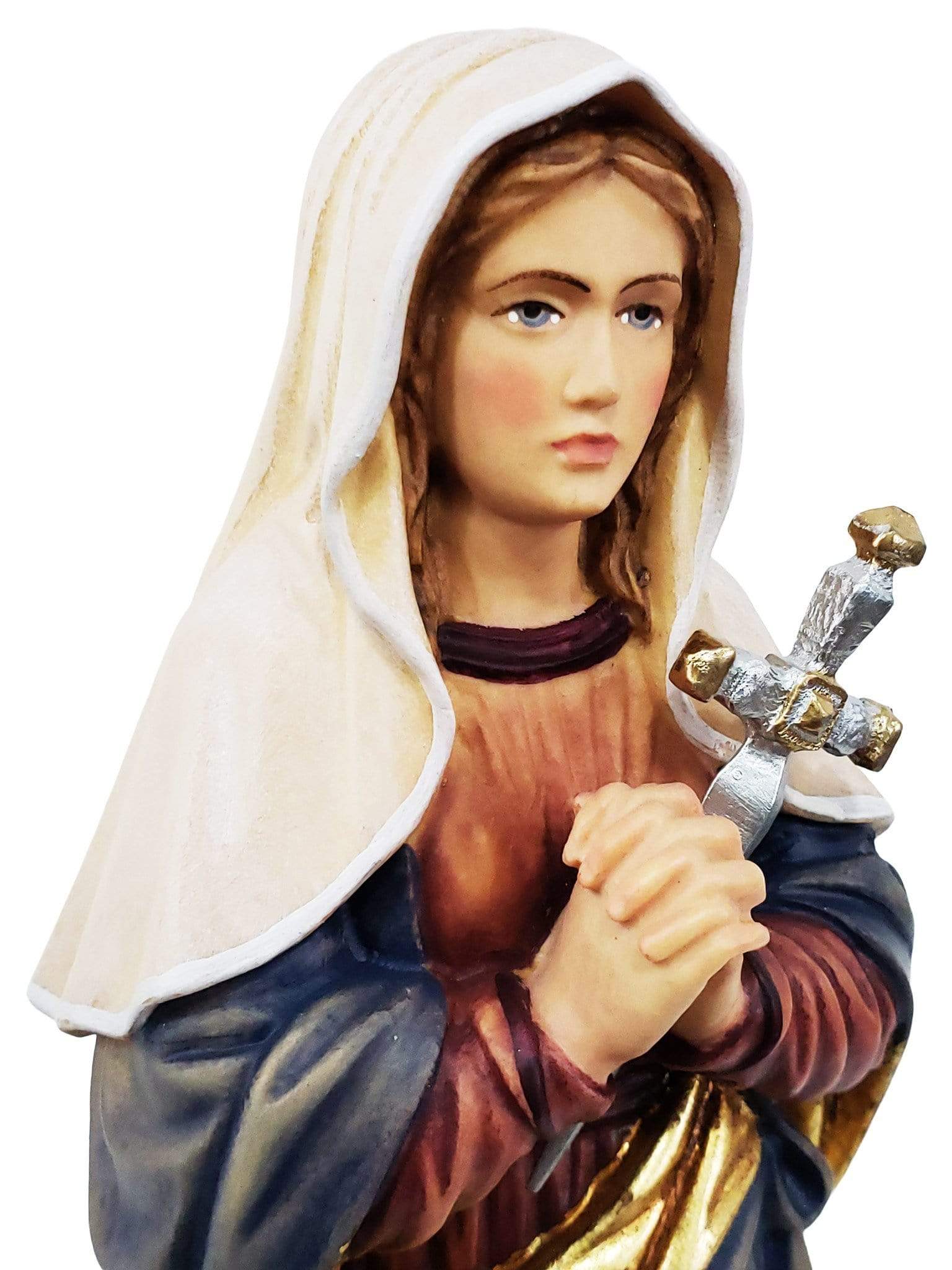 Imagem de Nossa Senhora das Dores com Espada de Madeira Italiana 30 cm-TerraCotta Arte Sacra