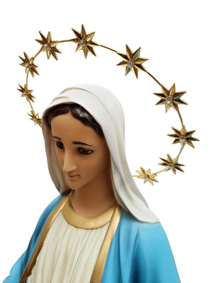 Imagem de Nossa Senhora das Graças com Olhos de Vidro de Pó de Mármore 82cm-TerraCotta Arte Sacra