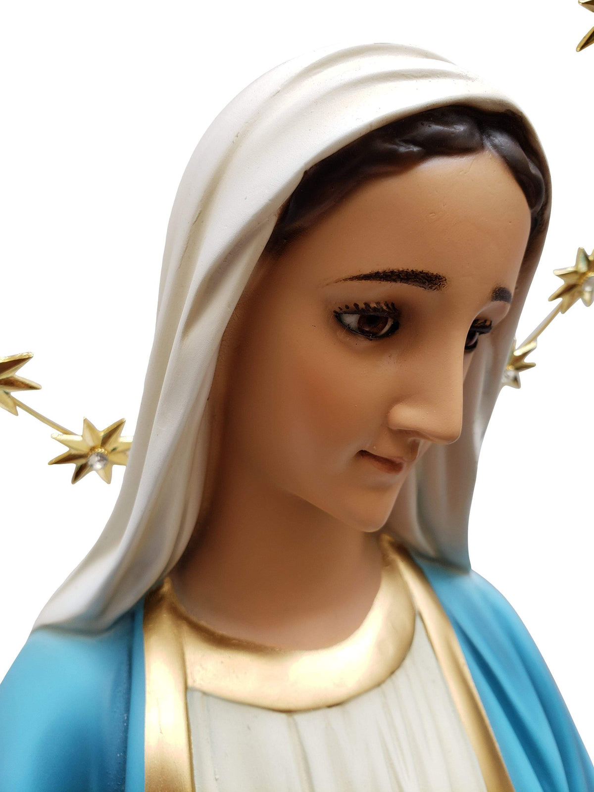 Imagem de Nossa Senhora das Graças com Olhos de Vidro de Pó de Mármore 82cm-TerraCotta Arte Sacra