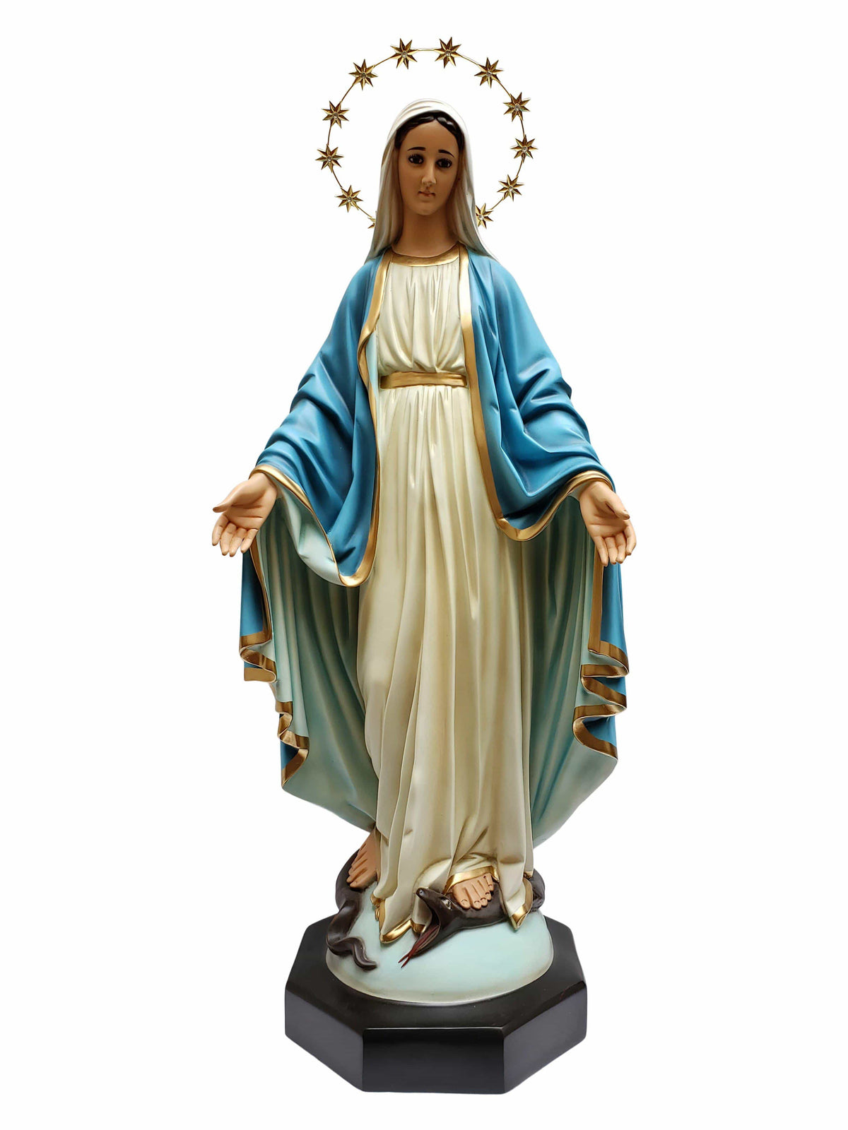 Imagem de Nossa Senhora das Graças com Olhos de Vidro de Pó de Mármore 82cm-TerraCotta Arte Sacra